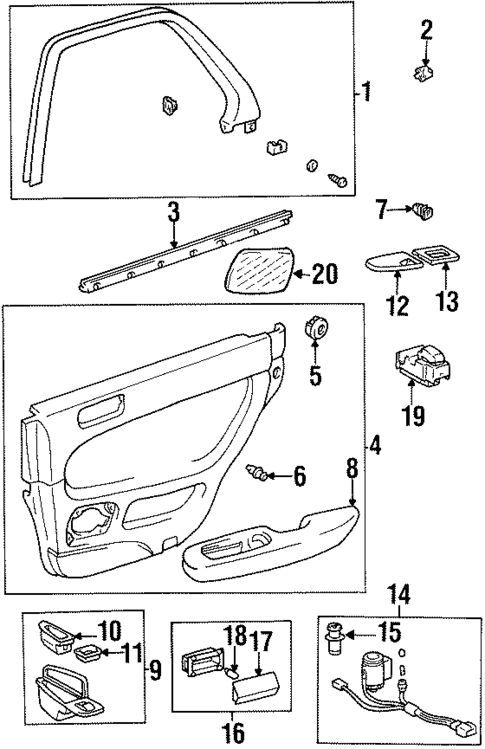 Interior Trim - Rear Door for 1998 Lexus LS400 #0