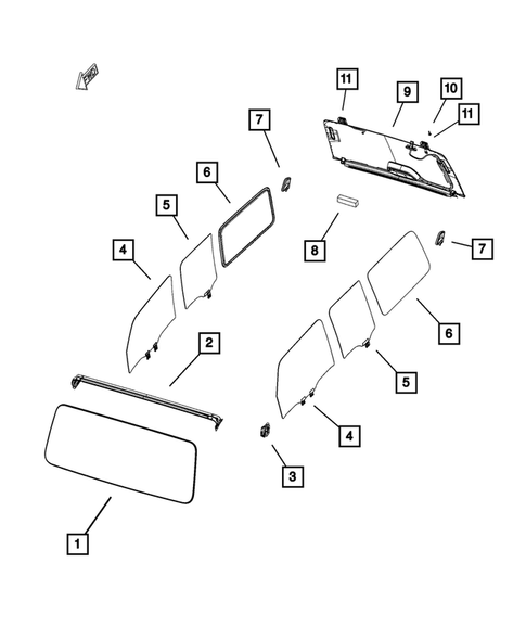 Glass and Interior Rear View Mirror for 2018 Jeep Wrangler #0