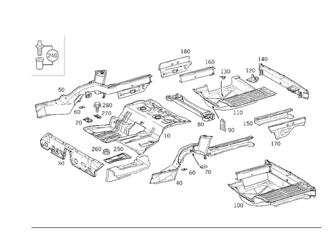 Rear End Floor for 1998 Mercedes-Benz E430 #2