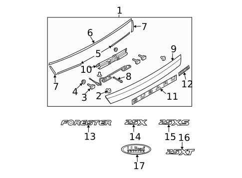 Exterior Trim - Lift Gate for 2005 Subaru Forester #0