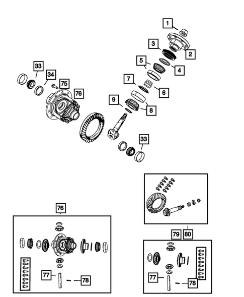 Front Axle; Housing, Differential and Vent for 2009 Jeep Wrangler #0