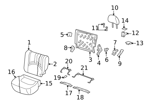 Rear Seat Components for 2009 Mercury Mariner #1