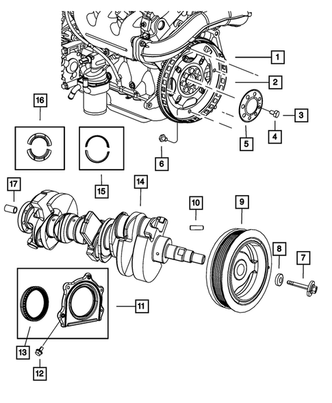 Crankshaft, Piston, Drive Plate, Flywheel, and Damper for 2011 Jeep Wrangler #0