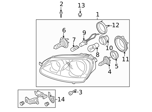 Headlamp Components for 2009 Volkswagen GTI #1