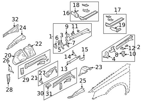 Structural Components & Rails for 2009 Subaru Outback #0