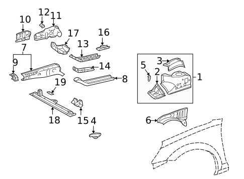 Structural Components & Rails for 2000 Toyota MR2 Spyder #0