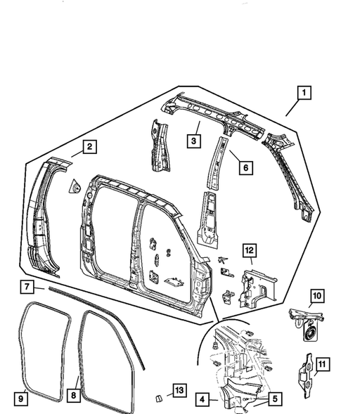 Aperture Panel, Pillar Supports and Cab Back for 2008 Dodge Dakota #0