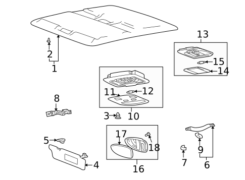 Interior Trim - Roof for 2001 Hyundai XG300 #1