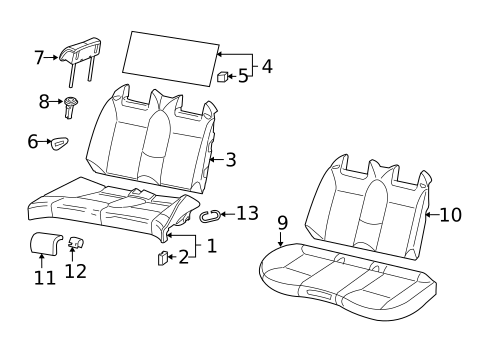Rear Seat Components for 2008 Saab 9-3 #2
