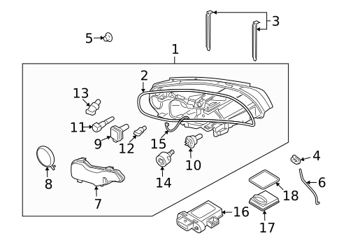 Headlamp Components for 2010 Volvo V70 #2