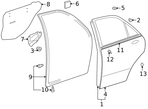 Door & Components for 2001 Lexus IS300 #0