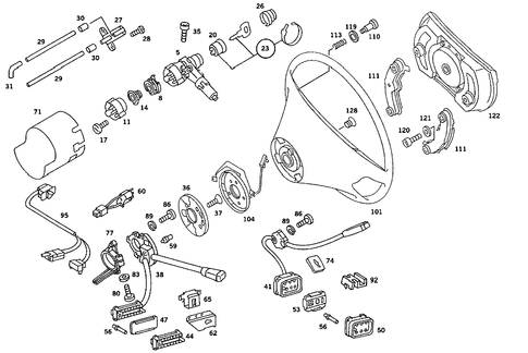 Steering Wheel and Steering Wheel Lock for 1993 Mercedes-Benz 300SE #1