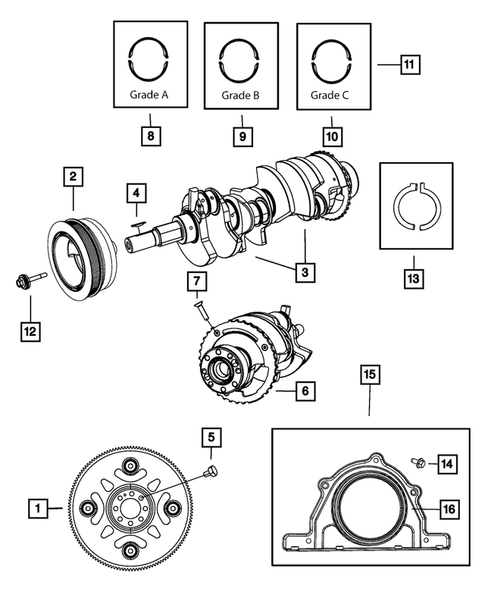 Crankshaft, Piston, Drive Plate, Flywheel, and Damper for 2009 Dodge Ram 1500 #0