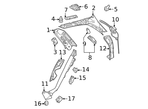 Interior Trim - Quarter Panels for 2013 Mercedes-Benz E350 #0