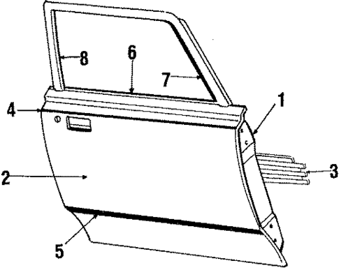 Exterior Trim - Front Door for 1986 Lincoln Continental #1