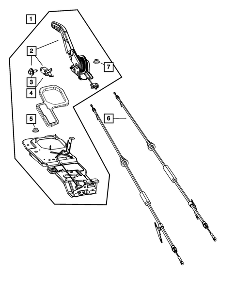 Parking Brake Lever, Cables, and Rear Disc Park Brake Assembly for 2009 Jeep Liberty #1