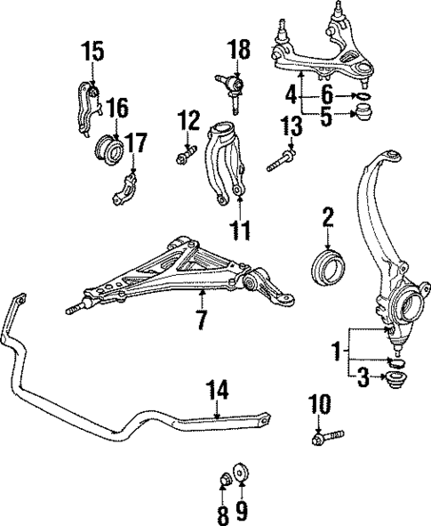 Stabilizer Bar & Components for 1997 Acura TL #1