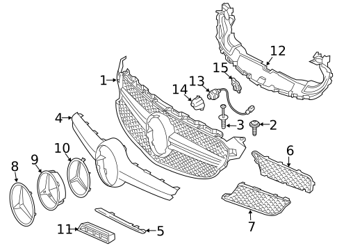 Grille & Components for 2016 Mercedes-Benz C300 #3