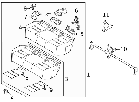 Rear Seat Components for 2021 Nissan Rogue #2