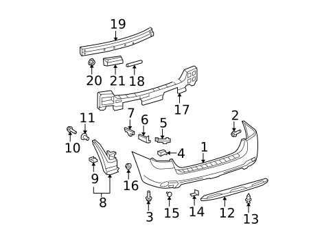 Bumper & Components - Rear for 2009 Toyota Highlander #0