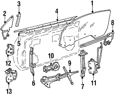 Glass - Door for 1989 Chevrolet Camaro #0