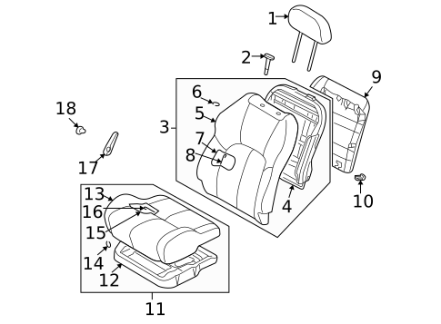 Front Seat Components for 2005 Dodge Stratus #1