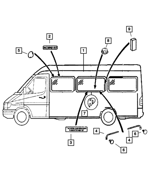 Glass and Interior Rear View Mirror for 2009 Dodge Sprinter 3500 #5