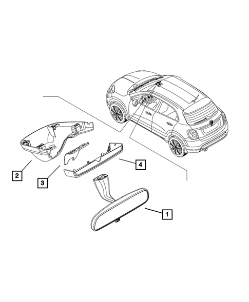 Glass and Interior Rear View Mirror for 2020 Fiat 500X #0