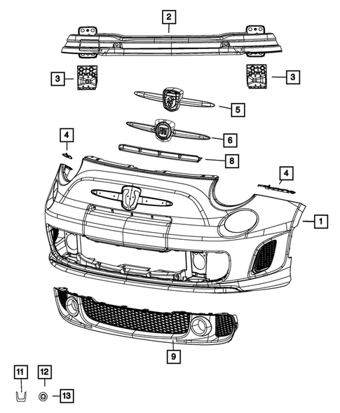 Front Bumper and Fascia for 2013 Fiat 500 #1