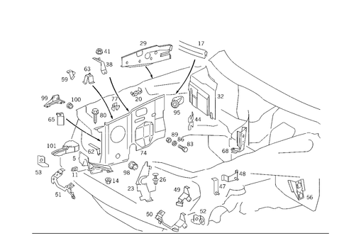 Engine Compartment Partition Panel, Wheelhouse Attachment Parts for 1990 Mercedes-Benz 300 TE #2