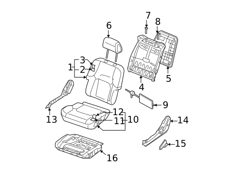 Front Seat Components for 2006 Nissan Pathfinder #1