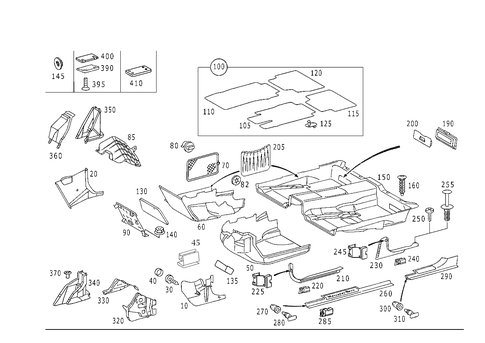 Front Panel Pillar Panelling, Lining on Floor and Footrest for 2001 Mercedes-Benz S430 #1