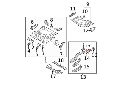 Rear Floor & Rails for 2005 Mazda 6 #0