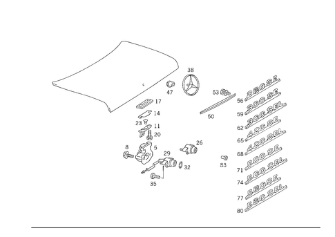 Rear Lid Latch-Type Lock, Rear Lid Attachment Parts for 1986 Mercedes-Benz 560SEL #0