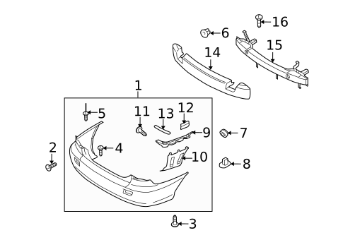 Bumper & Components - Rear for 2004 Kia Rio #1