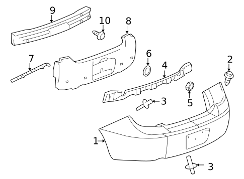 Bumper & Components - Rear for 2010 Chevrolet Cobalt #1