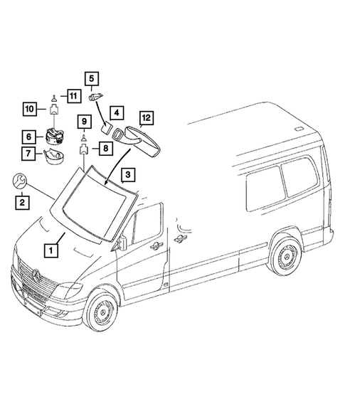 Glass and Interior Rear View Mirror for 2009 Dodge Sprinter 3500 #3