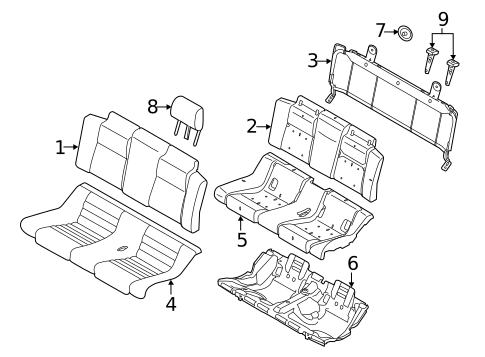 Rear Seat Components for 2011 Ford Mustang #1