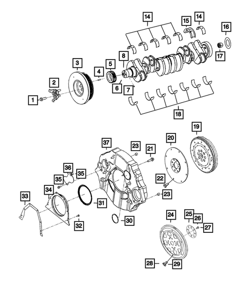 Crankshaft, Piston, Drive Plate, Flywheel, and Damper for 2013 Ram 3500 #0