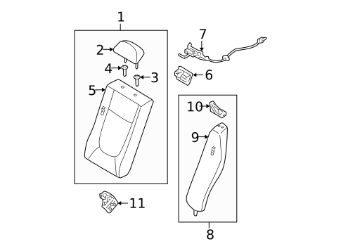 Rear Seat Components for 2005 Kia Spectra #1