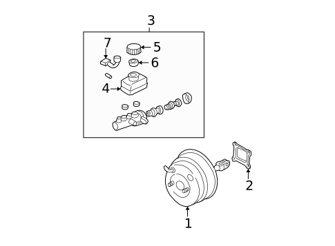 Master Cylinder - Components On Dash Panel for 2004 Subaru Outback #1
