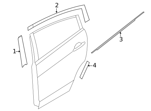 Exterior Trim - Rear Door for 2023 Kia Rio #0