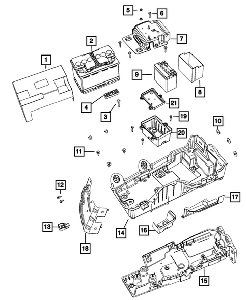 Battery, Battery Tray and Cables for 2025 Jeep Wrangler #1