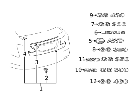 Exterior Trim - Trunk for 2009 Lexus GS460 #0