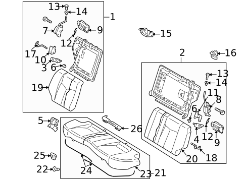 Rear Seat Components for 2001 Mazda Protege #2
