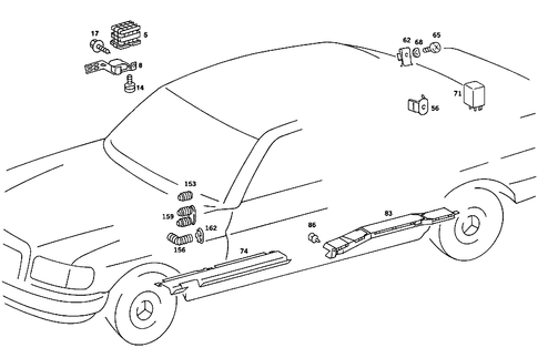 Cable Coverg. , Prot. Hoses, Electr. Parts for Blower Motor & Heated Rear Pane for 1985 Mercedes-Benz 380SE #2