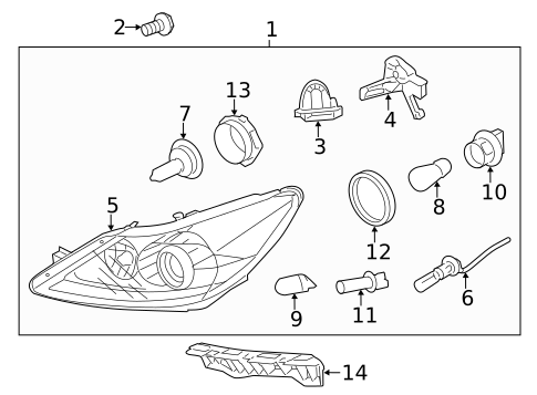 Headlamp Components for 2012 Hyundai Genesis #1