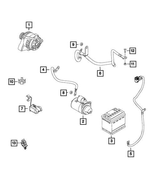 Battery, Battery Tray and Cables for 2016 Jeep Renegade #1