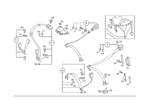 Rear Seat Safety Belt for 1998 Mercedes-Benz E430 #3