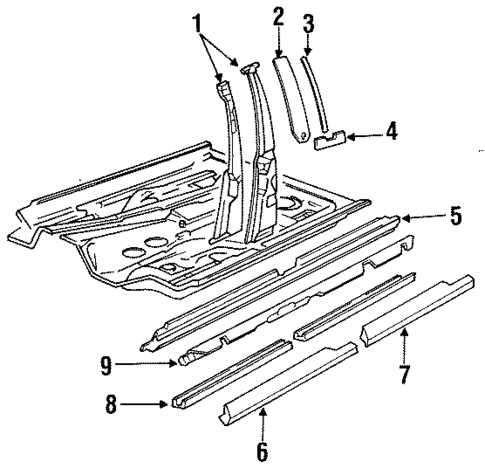 Center Pillar & Rocker for 1989 Audi 100 Quattro #0